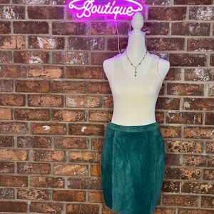 Green Genuine Suede/Leather Mini Skirt